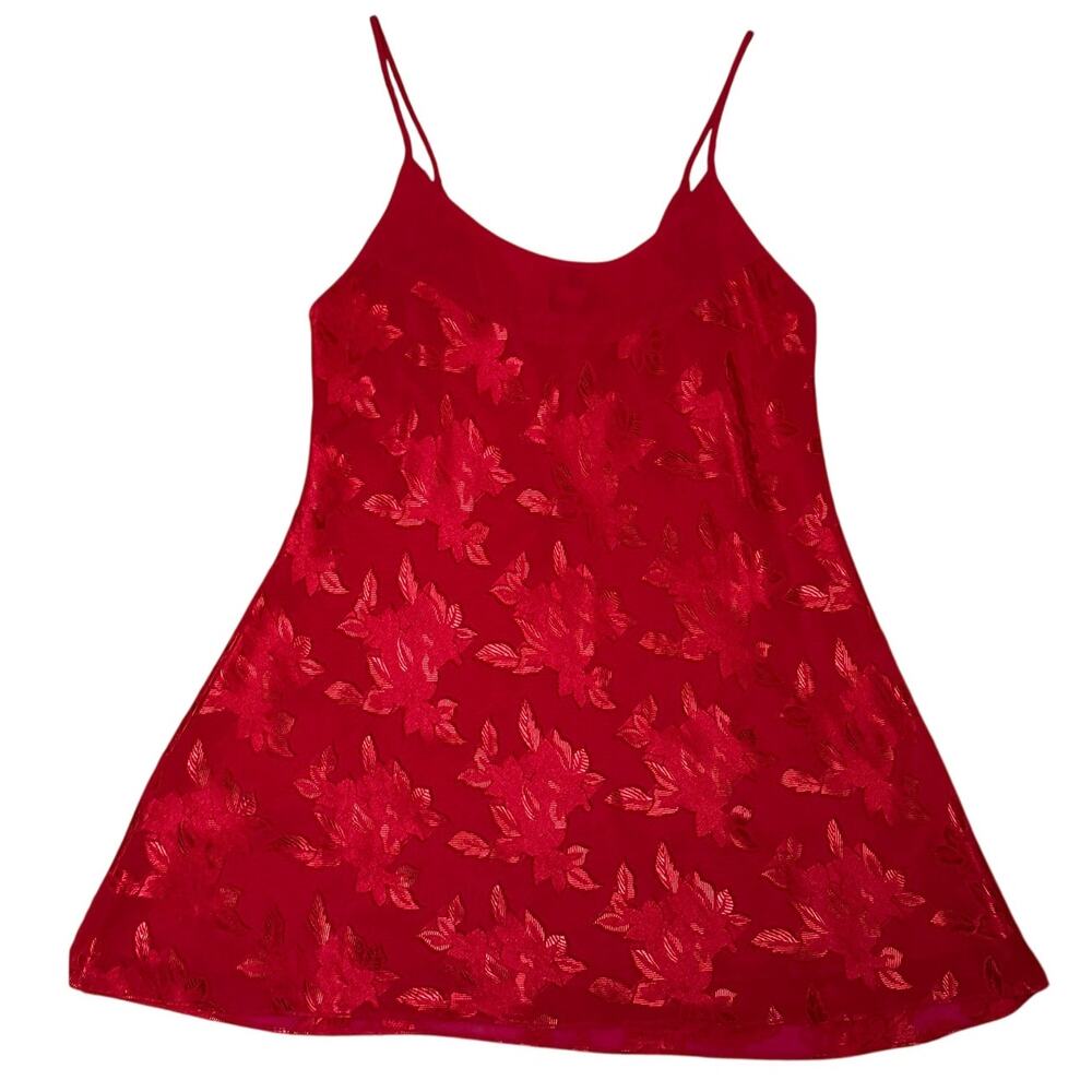Vintage Preview Collection Red Embroidered Lingerie Slip Dress - Size Large